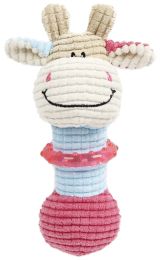Pet Life Â® 'Giraffe-Cow' Plush Squeaking and Rubber Teething Newborn Puppy Dog Toy