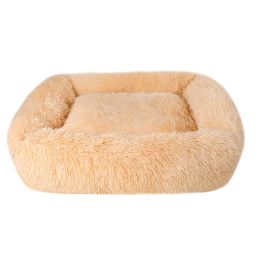 Soft Plush Orthopedic Pet Bed Slepping Mat Cushion for Small Large Dog Cat (Color: Champagne, Size: M ( 26 x 22 x 7 in ))