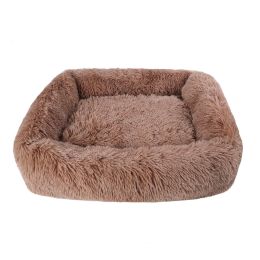 Soft Plush Orthopedic Pet Bed Slepping Mat Cushion for Small Large Dog Cat (Color: Brown, Size: XS ( 17 x 14 x 8 in ))
