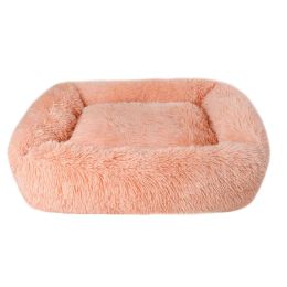Soft Plush Orthopedic Pet Bed Slepping Mat Cushion for Small Large Dog Cat (Color: Pink, Size: L ( 31 x 28 x 7 in ))