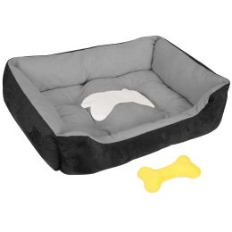 Pet Dog Bed Soft Warm Fleece Puppy Cat Bed Dog Cozy Nest Sofa Bed Cushion Mat L Size (Color: Black, Size: L)