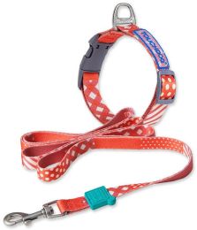 Touchdog Â® 'Trendzy' 2-in-1 Matching Fashion Designer Printed Dog Leash and Collar (Color: Red, Size: Medium)