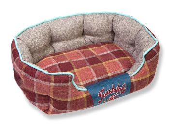 Touchdog Â® 'Archi-Checked' Designer Plaid Oval Dog Bed (Color: Red, Size: Large)