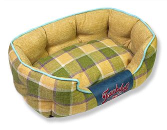 Touchdog Â® 'Archi-Checked' Designer Plaid Oval Dog Bed (Color: yellow, Size: Medium)