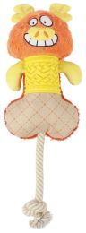 Pet Life Â® 'All-in-Fun' Nylon and Rope Squeaking Rubber Rope and Plush Dog Toy (Color: Orange / Yellow)