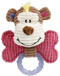 Pet Life Â® 'Paci-Plush' Plush Squeaking and Rubber Teething Newborn Puppy Dog Toy (Color: Pink / Brown)