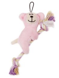 Pet Life Â® 'Broom-Lick' Plush and Jute Rope Squeaking Newborn Cat and Dog Toy (Color: Pink)