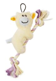 Pet Life Â® 'Broom-Lick' Plush and Jute Rope Squeaking Newborn Cat and Dog Toy (Color: yellow)