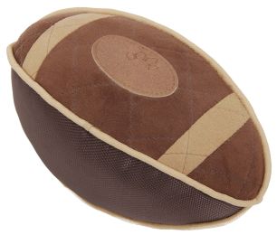 Pet Life Â® 'Pugskin' Durable Oxford Nylon and Mesh Plush Squeaky Football Dog Toy (Color: Brown)
