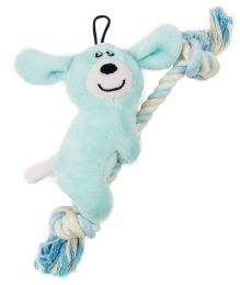 Pet Life Â® 'Broom-Lick' Plush and Jute Rope Squeaking Newborn Cat and Dog Toy (Color: Blue)