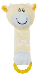 Pet Life Â® Moo-Born' Plush Squeaky and Crinkle Newborn Rubber Teething Cat and Dog Toy (Color: yellow)
