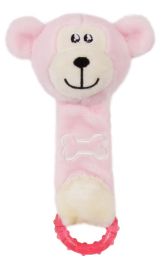 Pet Life Â® Moo-Born' Plush Squeaky and Crinkle Newborn Rubber Teething Cat and Dog Toy (Color: Pink)