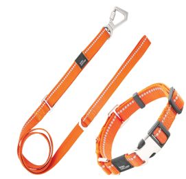 Pet Life Â® 'Advent' Outdoor Series 3M Reflective 2-in-1 Durable Martingale Training Dog Leash and Collar (Color: Orange, Size: Large)