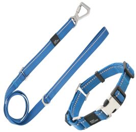 Pet Life Â® 'Advent' Outdoor Series 3M Reflective 2-in-1 Durable Martingale Training Dog Leash and Collar (Color: Blue, Size: Small)