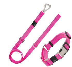Pet Life Â® 'Advent' Outdoor Series 3M Reflective 2-in-1 Durable Martingale Training Dog Leash and Collar (Color: Pink, Size: Small)
