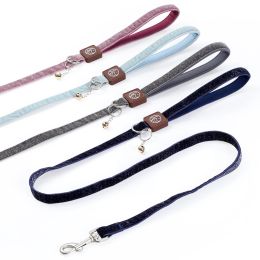 Reflective Dog Leash for Small Medium Dog with Comfortable handle and Nylon Webbing Shiny Suede Fabric (Color: Purple, Size: M)