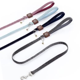 Reflective Dog Leash for Small Medium Dog with Comfortable handle and Nylon Webbing Shiny Suede Fabric (Color: grey, Size: M)