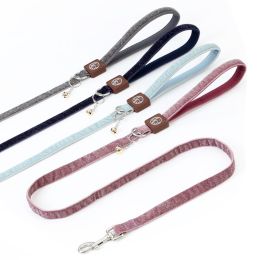 Reflective Dog Leash for Small Medium Dog with Comfortable handle and Nylon Webbing Shiny Suede Fabric (Color: Red, Size: M)