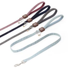 Reflective Dog Leash for Small Medium Dog with Comfortable handle and Nylon Webbing Shiny Suede Fabric (Color: White, Size: M)