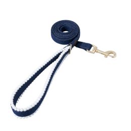 4FT Dog Leash with Soft Padded Handle,Heavy Duty Tangle-free Swivel Leash with double layer of high quality Denim Fabric (Color: Dark Blue, Size: S)