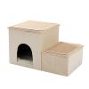 Foldable Pet stairs 2 steps for dogs puppies, Multi-functional Dog stairs for bed or car with kennel & storage box, Useful 2 steps ladder ramp for cat